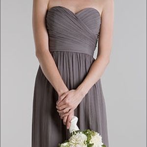 Jenny Yoo strapless charcoal grey long maxi dress